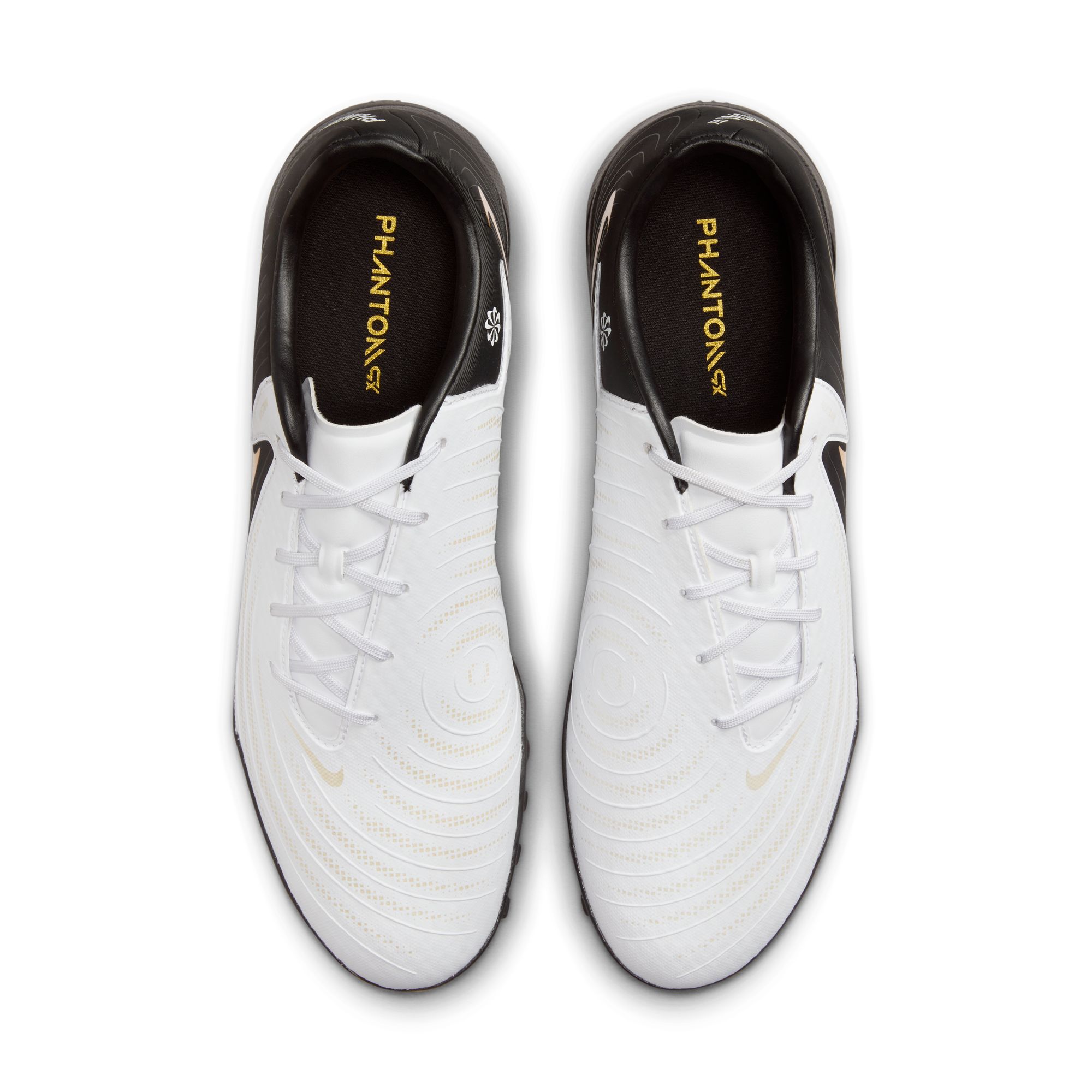 Nike Phantom GX 2 Academy, Blanco/Negro-Mtlc Gold Coin, hi-res